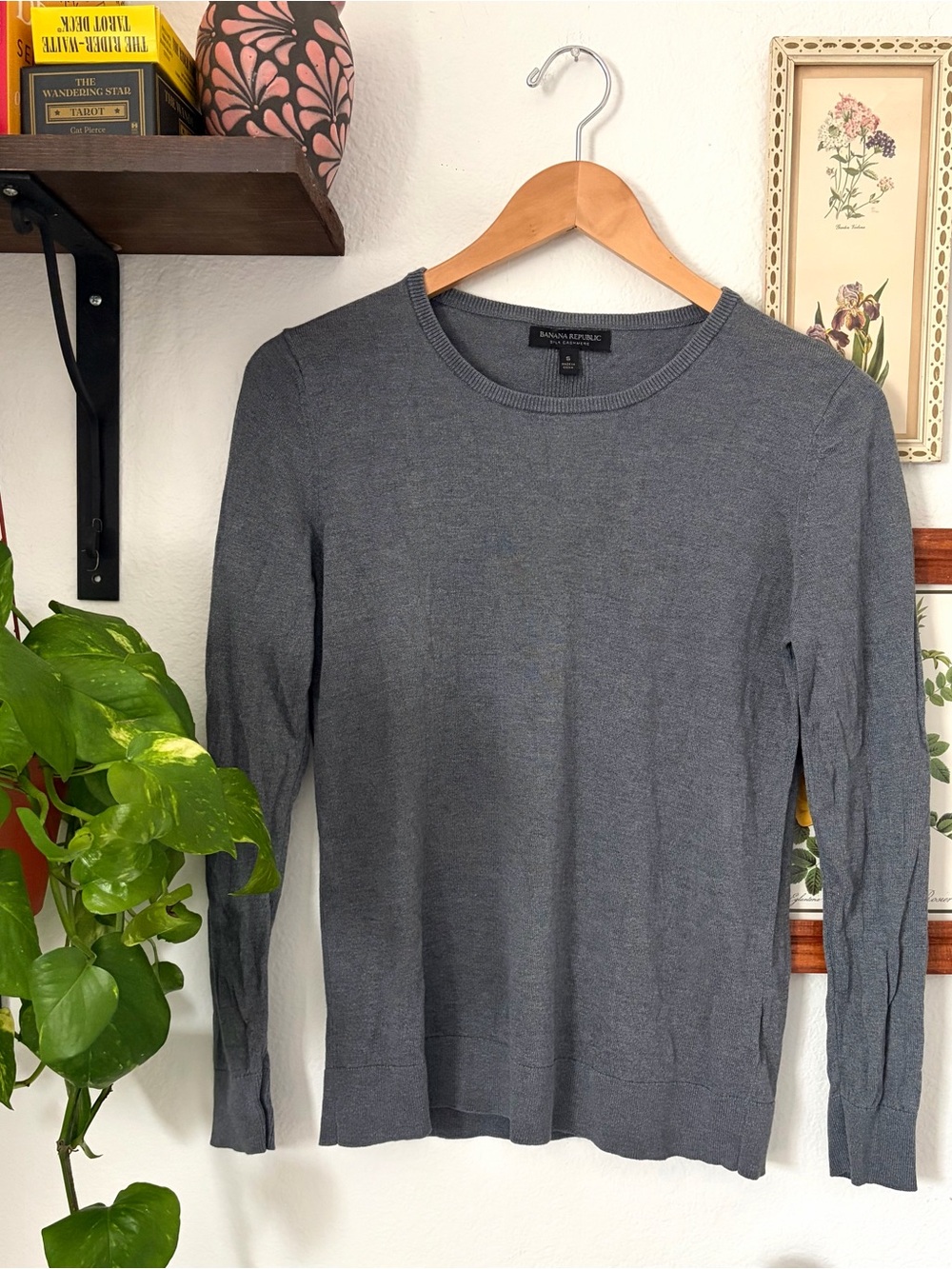 Silk Cashmere Banana Republic Men's Gray Crewneck Sweater Small